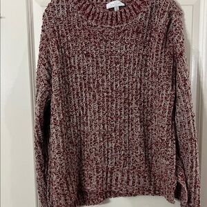 New Directions Maroon and White Crew Neck Sweater